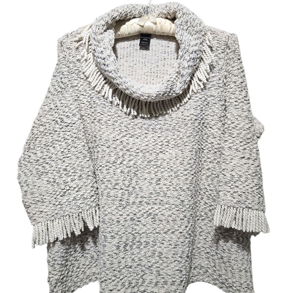 Ali Miles Textured Cream Cowl Neck Sweater 0X